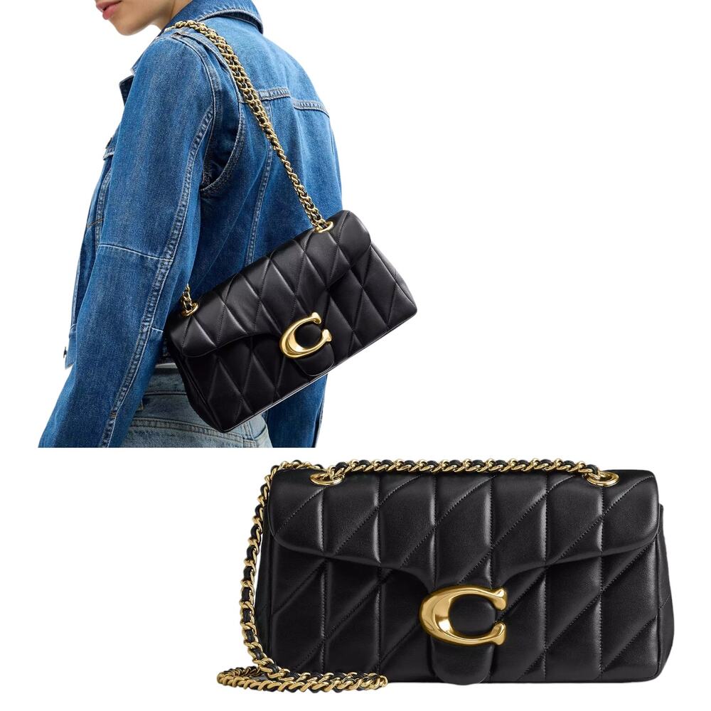 Coach Women's 'The Tabby' 26 Shoulder Bag Pillow Quilt Smooth Leather Black Gold
